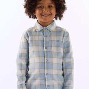 Camisa Infantil para Menino Xadrez Azul