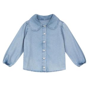 Camisa Jeans Infantil Menina Azul