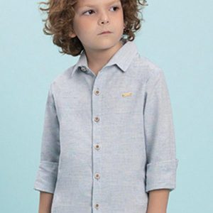 Camisa Menino em Sarja Capri Chambray Azul