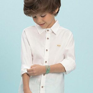Camisa Menino em Tricoline Bege