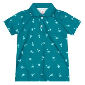 Camisa Polo Estampada Infantil Menino Verde