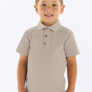 Camisa Polo Infantil Algodão Cinza