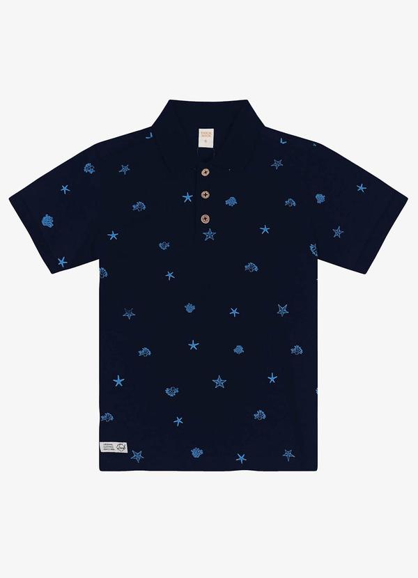 Camisa Polo Infantil Estampada Azul