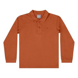 Camisa Polo Manga Longa Laranja