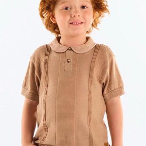 Camisa Polo Tricot Infantil Marrom