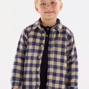 Camisa em Flanela Xadrez com Forro Azul