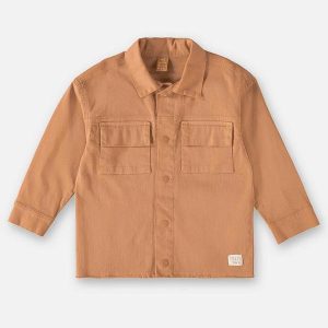 Camisa em Sarja Infantil Menino Marrom