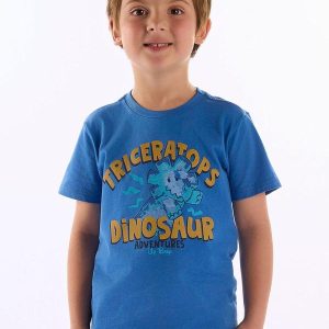 Camiseta Dinosaur Infantil em Algodão Azul