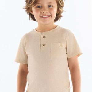 Camiseta Infantil Malha Linho Bege