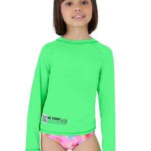 Camiseta Infantil Malha Uv50 Verde Neon