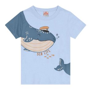 Camiseta Infantil Menino de Baleia Azul