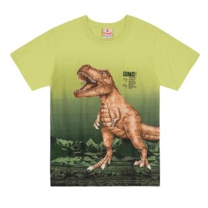 Camiseta Infantil Menino de Dinossauro Verde