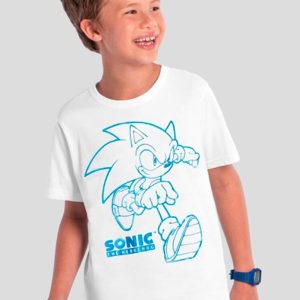 Camiseta Infantil Metalizada do Sonic Branco