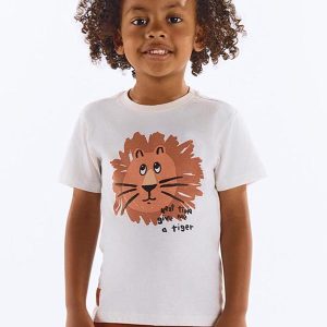 Camiseta Leão Algodão Infantil Bege