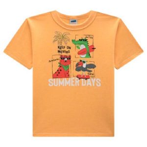 Camiseta Menino em Meia Malha Laranja