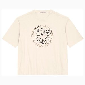 Camiseta Plus Size em Meia Malha Bege