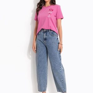 Camiseta em Algodão Rosa