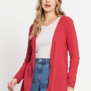 Cardigan Feminino Canelado Vermelho