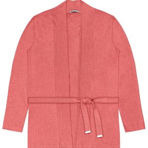Cardigan Feminino Plus Size em Tricot Laranja
