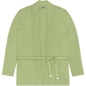 Cardigan Feminino Plus Size em Tricot Verde