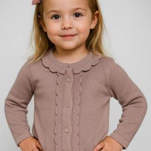Cardigan Infantil com Babado Rosa