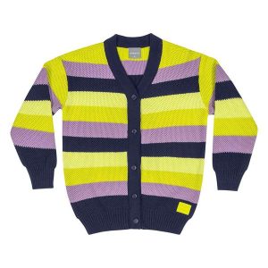 Cardigan Listrado em Tricô Infantil Roxo