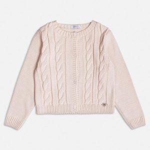 Casaco de Tricot Trançado Bege Bege