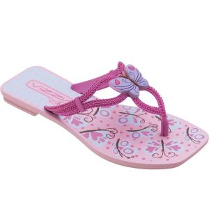 Chinelo Rasteira Infantil Rosa com Adereço
