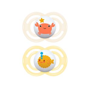 Chupeta Mam Perfect Dupla 6+ Meses Cor Amarelo e Bege 2 Unidades