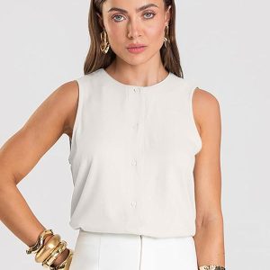 Colete Feminino em Tecido Viscose Bege