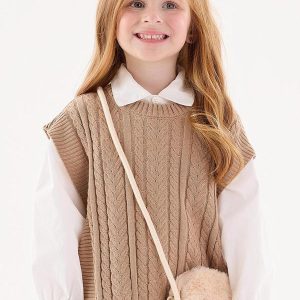 Colete em Tricô Infantil Menina Off White