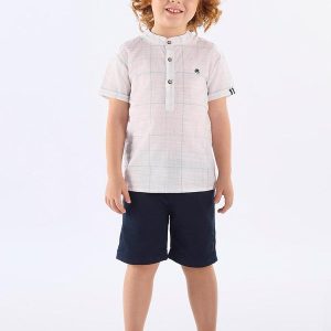 Conjunto Bata Xadrez Bermuda Branco