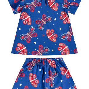 Conjunto Bata e Short Menina Azul