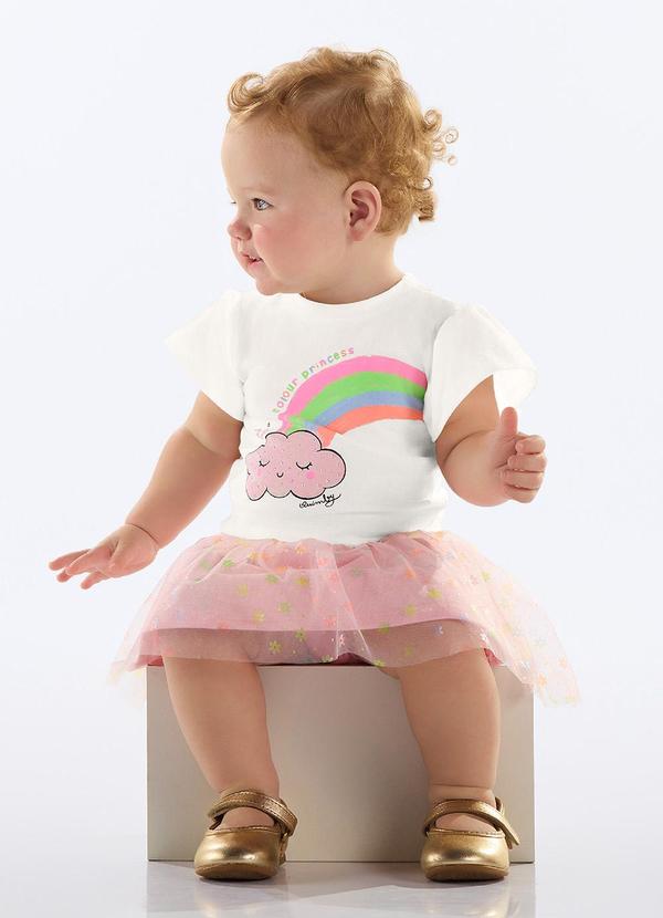 Conjunto Bebê Blusa e Saia Tule Bege