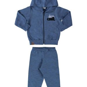 Conjunto Bebê Jaqueta e Calça Moletom Jet Azul