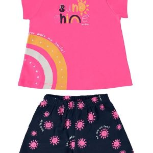 Conjunto Bebê Menina Blusa e Short Rosa