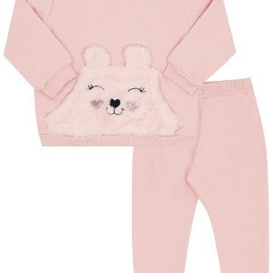 Conjunto Bebe Menina Moletom e Pelo Rosa