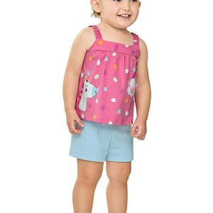 Conjunto Bebê Menina com Pompom Rosa