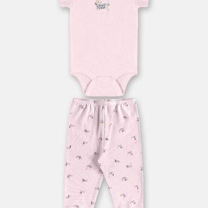 Conjunto Bebê Menina em Suedine Rosa