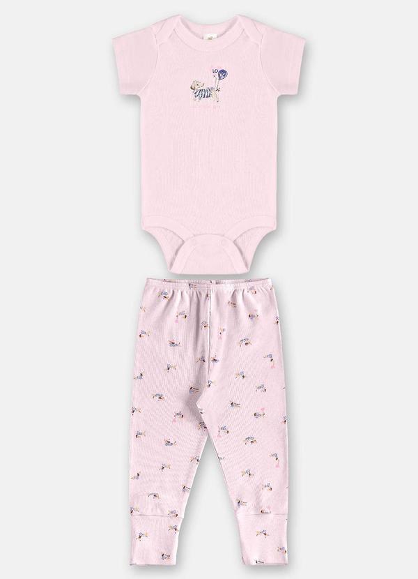 Conjunto Bebê Menina em Suedine Rosa