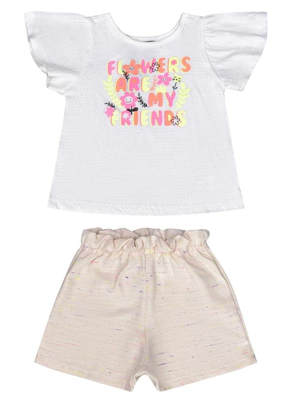 Conjunto Bebê com Blusa e Shorts Bege