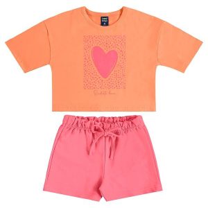 Conjunto Blusa Cropped e Short Laranja