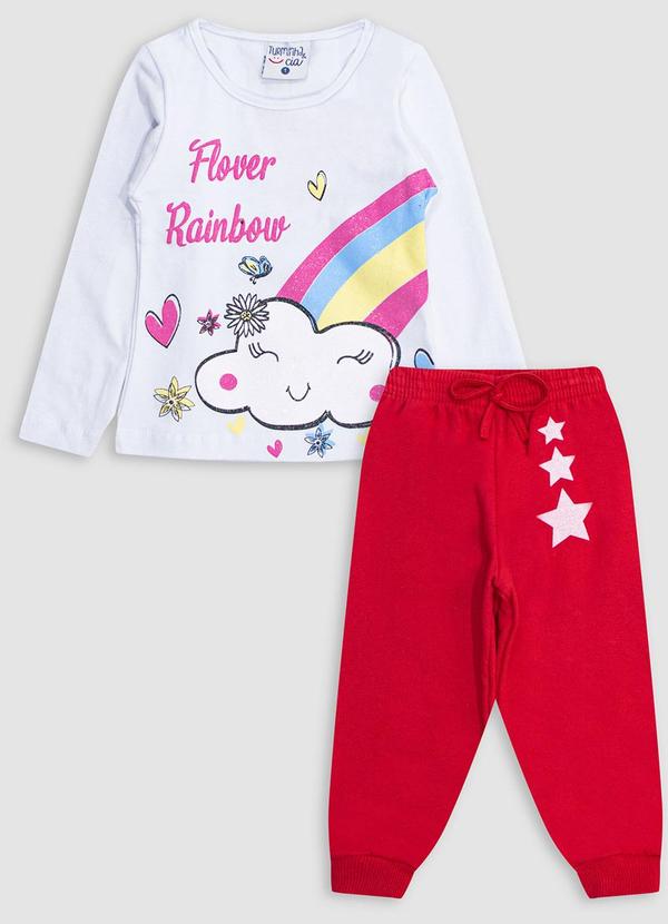 Conjunto Blusa Nuvem e Calça Menina Vermelho