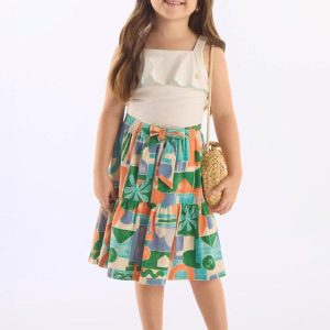 Conjunto Blusa Saia Infantil Midi Branco