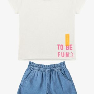 Conjunto Blusa com Shorts Feminino Bege