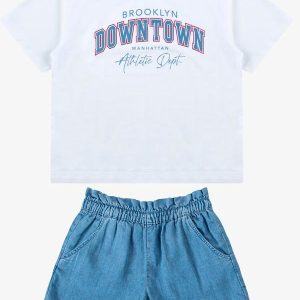 Conjunto Blusa com Shorts Feminino Branco