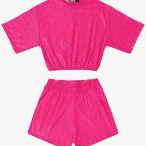 Conjunto Blusa com Shorts Feminino Rosa