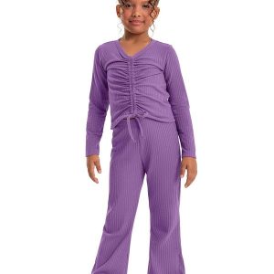 Conjunto Blusa e Calça Flare Infantil Roxo
