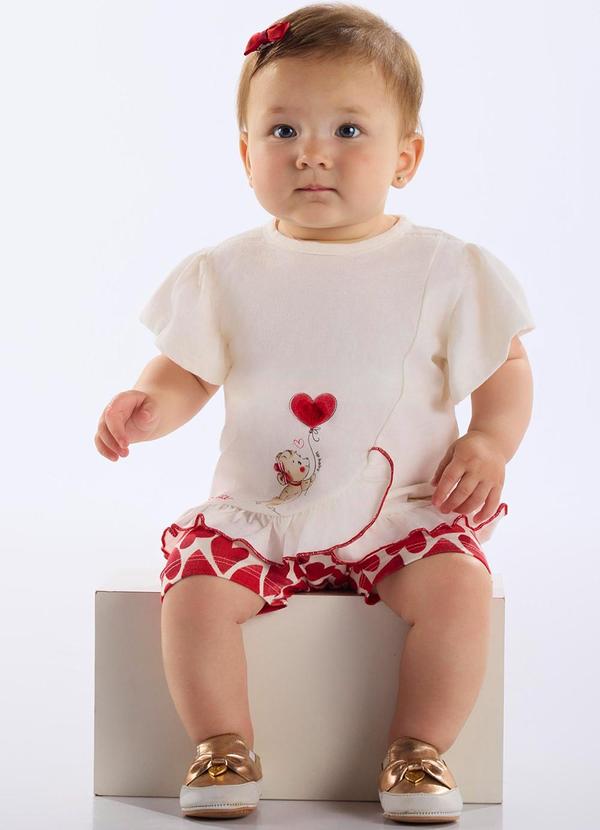 Conjunto Blusa e Ciclista Bebê Bege
