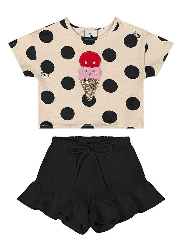 Conjunto Blusa e Short Bebê Menina Preto